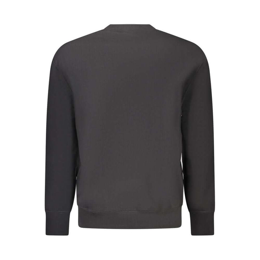 Black Cotton Men SweaterEnhance your everyday ensemble with the undeniable sophistication of Calvin Klein. This sleek, black long sleeve sweatshirt features a contemporary crew neck and a standout Calvin Klein logo application that amplifies its style quo