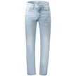 Blue Cotton Men JeansElevate your wardrobe with the timeless sophistication of Calvin Klein Standard Straight Jeans. Expertly crafted to embody the perfect fusion of classic styling and modern sensibilities, these jeans boast a washed effect for that effo