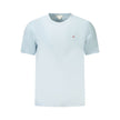 Blue Cotton Men T-ShirtEmbrace the epitome of modern sophistication with a twist of casual flair. This Calvin Klein short sleeve t-shirt is the perfect blend of comfort and iconic style, featuring a sleek crew neck design complemented by exquisite embroid
