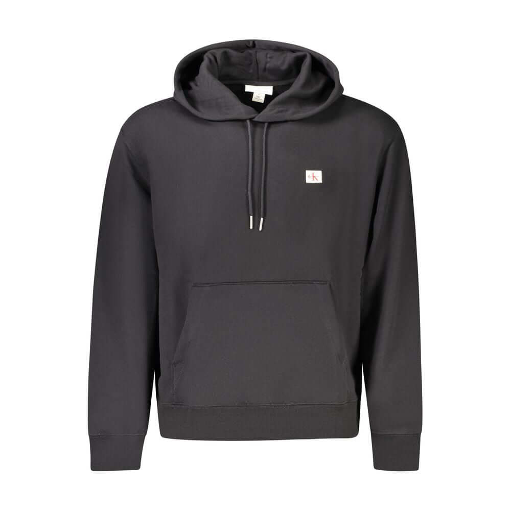 Black Cotton Men SweaterElevate your wardrobe with this quintessential piece from Calvin Klein. This black hooded sweatshirt offers the perfect blend of style and comfort, with a brushed finish and a central pocket that adds a practical touch to its sleek