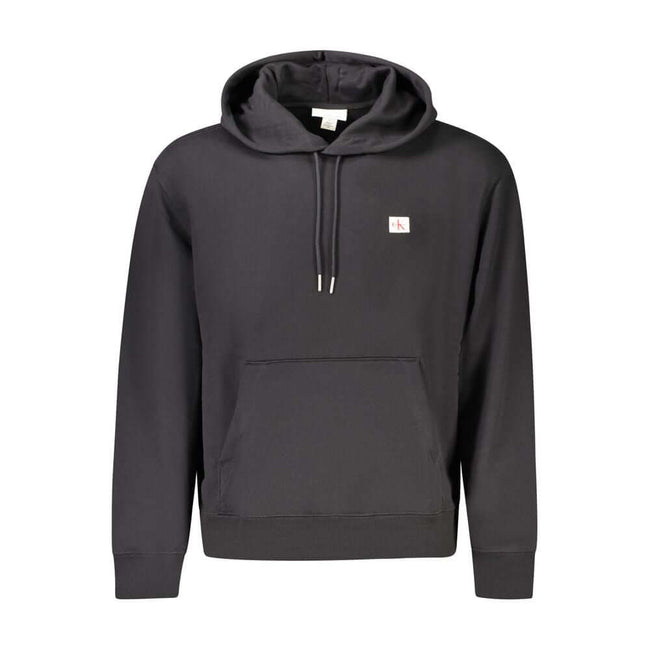 Black Cotton Men SweaterElevate your wardrobe with this quintessential piece from Calvin Klein. This black hooded sweatshirt offers the perfect blend of style and comfort, with a brushed finish and a central pocket that adds a practical touch to its sleek