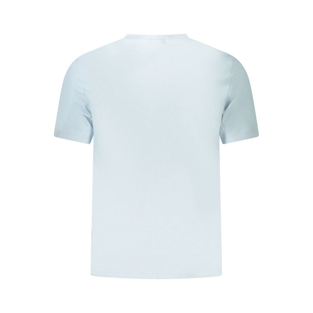 Blue Cotton Men T-ShirtEmbrace the epitome of modern sophistication with a twist of casual flair. This Calvin Klein short sleeve t-shirt is the perfect blend of comfort and iconic style, featuring a sleek crew neck design complemented by exquisite embroid