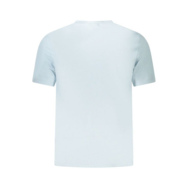 Blue Cotton Men T-ShirtEmbrace the epitome of modern sophistication with a twist of casual flair. This Calvin Klein short sleeve t-shirt is the perfect blend of comfort and iconic style, featuring a sleek crew neck design complemented by exquisite embroid