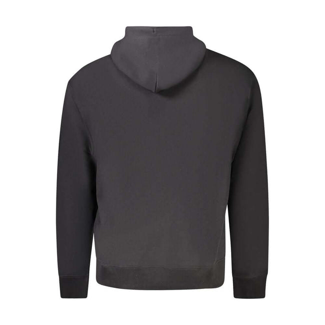 Black Cotton Men SweaterElevate your wardrobe with this quintessential piece from Calvin Klein. This black hooded sweatshirt offers the perfect blend of style and comfort, with a brushed finish and a central pocket that adds a practical touch to its sleek