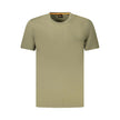 Green Cotton Men T-ShirtElevate your style quotient with the impeccable craftsmanship of Hugo Boss. This short-sleeve T-shirt is not just another addition to your wardrobe, it’s a statement. Sporting a bold crew neck silhouette adorned with a striking pri