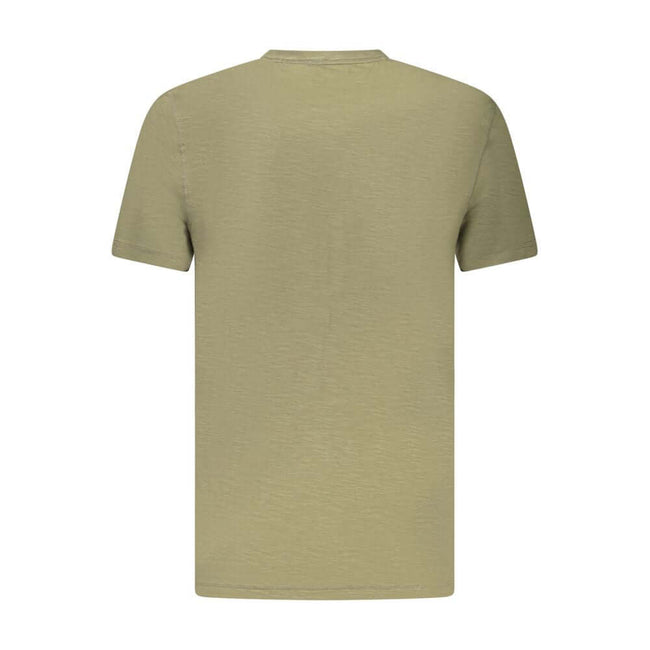 Green Cotton Men T-ShirtElevate your style quotient with the impeccable craftsmanship of Hugo Boss. This short-sleeve T-shirt is not just another addition to your wardrobe, it’s a statement. Sporting a bold crew neck silhouette adorned with a striking pri
