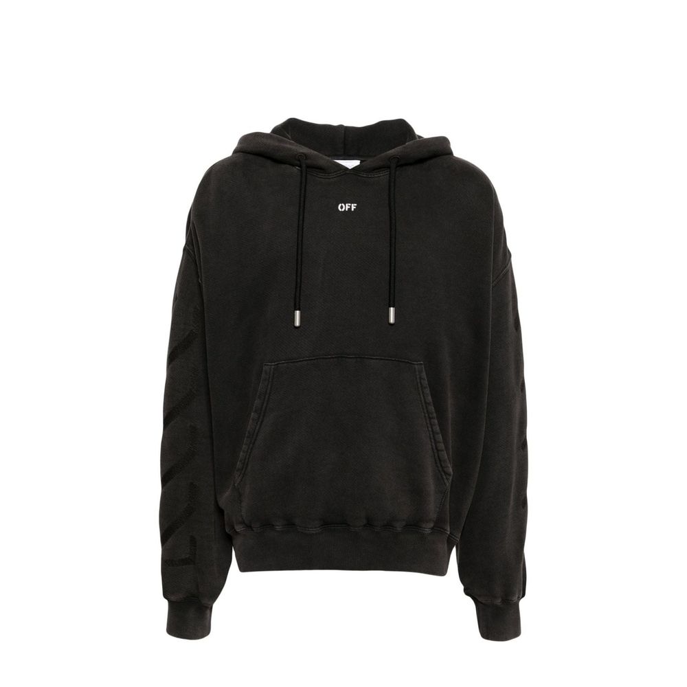 Black Cotton SweatshirtDescription: – Composition: 100% Cotton – Long sleeves – Ribbed trims – Drawstring hood – Kangaroo pocket – Drop shoulder – Machine wash (delicate) – Side stripe detailing – Jersey texture – Black/anthracite grey – Logo print to the