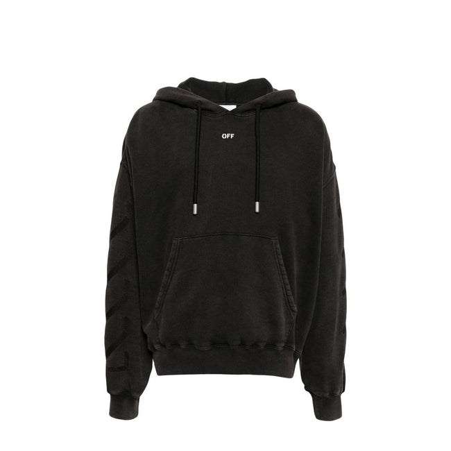 Black Cotton SweatshirtDescription: – Composition: 100% Cotton – Long sleeves – Ribbed trims – Drawstring hood – Kangaroo pocket – Drop shoulder – Machine wash (delicate) – Side stripe detailing – Jersey texture – Black/anthracite grey – Logo print to the