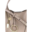 Beige Calf Leather Bos Taurus Shoulder BagThe Spin Shoulder Bag by Chloé, crafted by shiny grained leather, features an elegant design with two flat top handles and an adjustable shoulder strap. The closure is secured by a magnetic button, while the detai