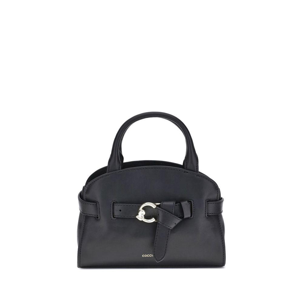Schwarze Sabine-Handtasche aus Leder mit zwei Henkeln