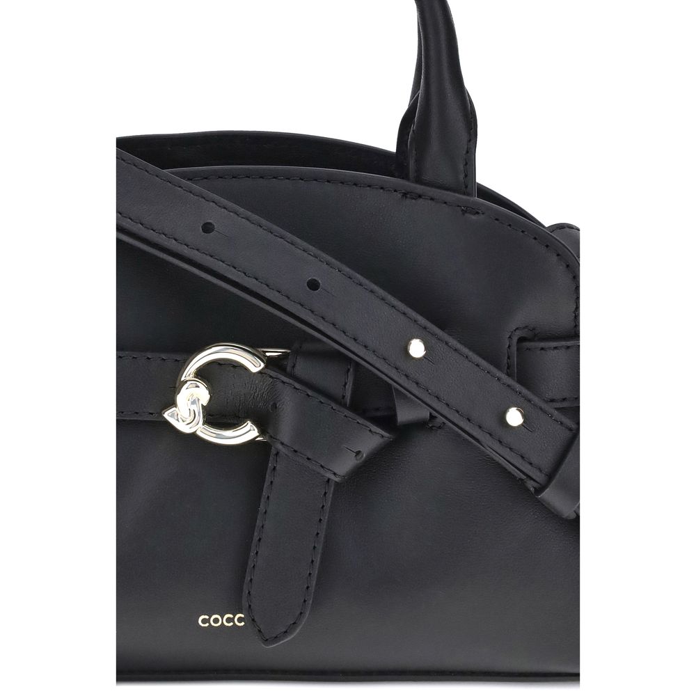 Black Leather Sabine Handbag with Dual Handles