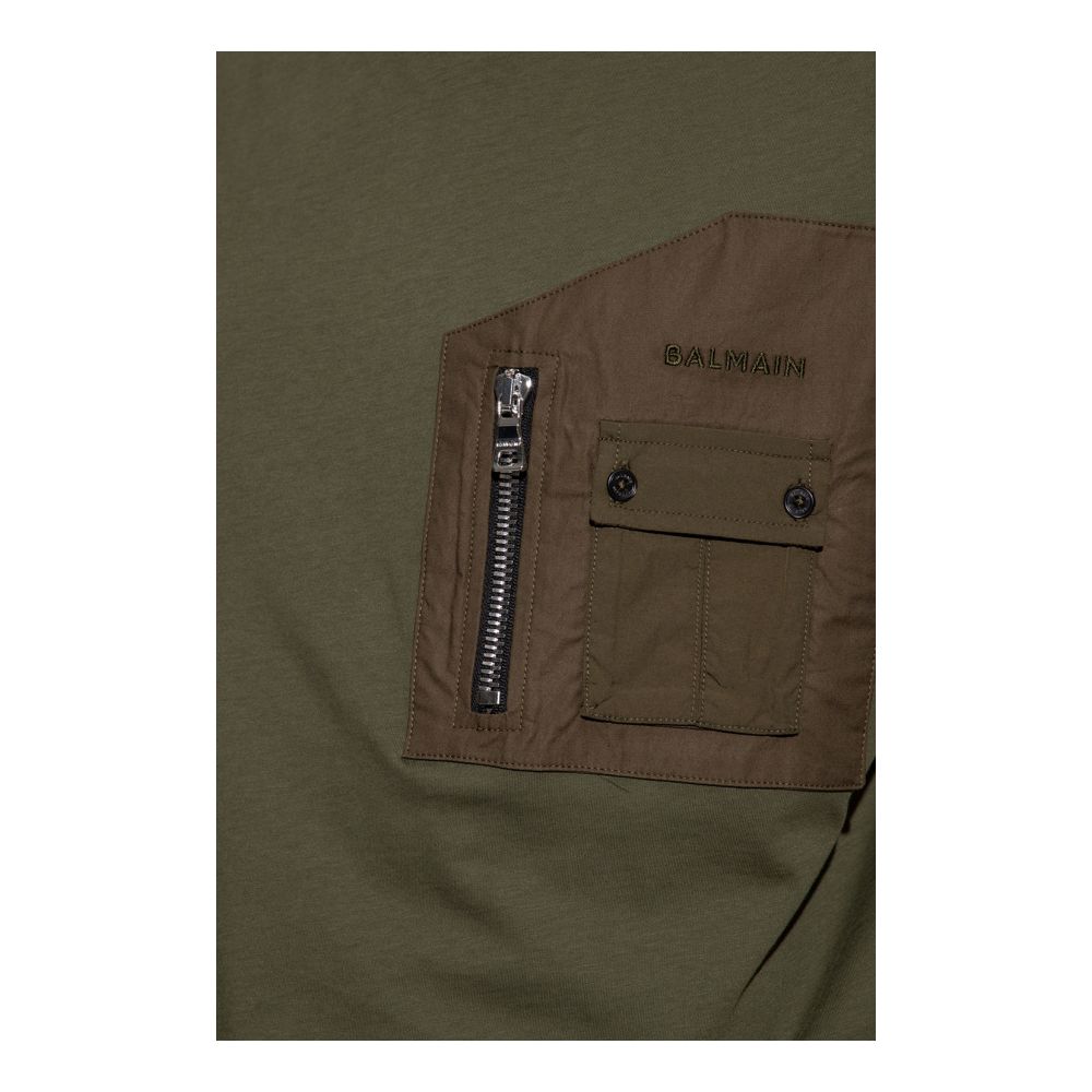 Green Cotton T-ShirtBalmain cotton t-shirt with short sleeves and chest pocket with zip fastening and additional pocket with button fasteningGreen Cotton T-Shirt${tagsBalmainAulae Green Cotton T-Shirt BalmainAulae Green Cotton T-Shirt Balmain cotton t-shi
