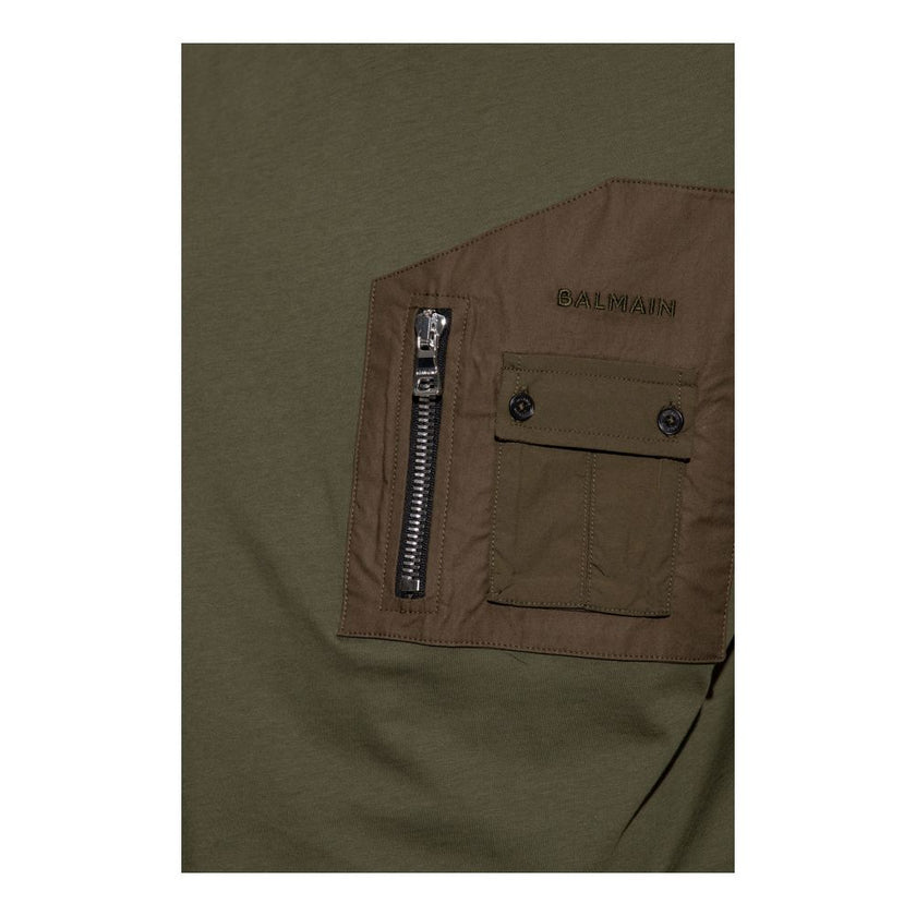 Green Cotton T-ShirtBalmain cotton t-shirt with short sleeves and chest pocket with zip fastening and additional pocket with button fasteningGreen Cotton T-Shirt${tagsBalmainAulae Green Cotton T-Shirt BalmainAulae Green Cotton T-Shirt Balmain cotton t-shi