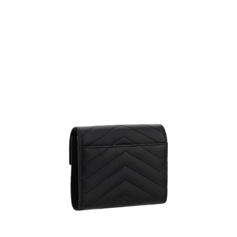 Black Calf Leather Bos Taurus WalletSaint Laurent’s Cassandre Matelassé Leather Wallet is a luxury accessory with timeless style, embellished with an elegant quilted matelassé design across the entire surface. The front features a plaque with the iconic t