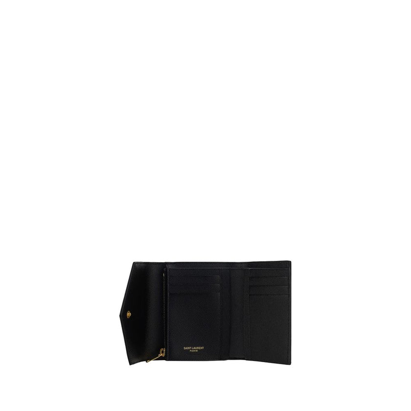 Black Calf Leather Bos Taurus WalletSaint Laurent’s Cassandre Matelassé Leather Wallet is a luxury accessory with timeless style, embellished with an elegant quilted matelassé design across the entire surface. The front features a plaque with the iconic t