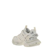 White Polyethylene Athletic SneakersTrack Sneakers by Balenciaga, inspired by high tech running shoes, multi layers upper with mixed materials and leather details, lace up front closure, size number at toe, structured sole, contrast printed brand logo on