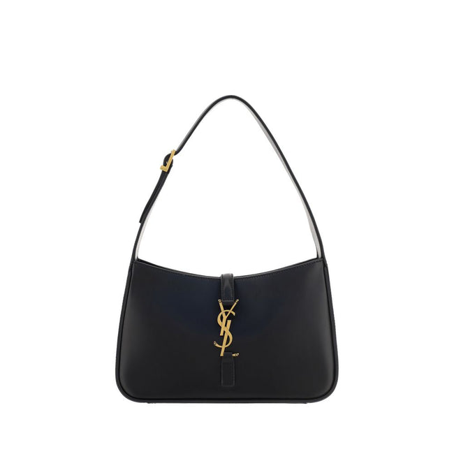 Black Calf Leather Bos Taurus Shoulder BagThe Leather Hobo Shoulder Bag by Saint Laurent is an essential and refined model made of smooth leather with an elegant finish. Featuring a single adjustable top handle with buckle, it is distinguished by the inte