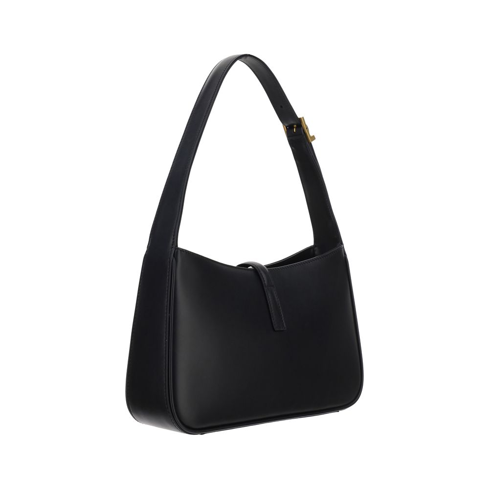 Black Calf Leather Bos Taurus Shoulder BagThe Leather Hobo Shoulder Bag by Saint Laurent is an essential and refined model made of smooth leather with an elegant finish. Featuring a single adjustable top handle with buckle, it is distinguished by the inte
