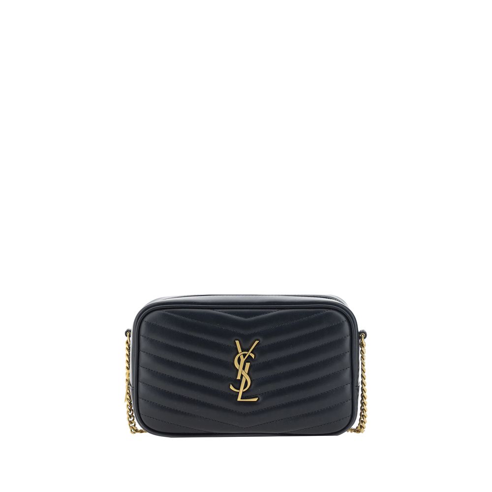 Black Calf Leather Bos Taurus Shoulder BagThe Lou leather Shoulder Bag by Saint Laurent is an elegant and versatile accessory, featuring an all-over quilted and padded design that enhances its sophisticated texture. The chain shoulder strap adds a glamoro