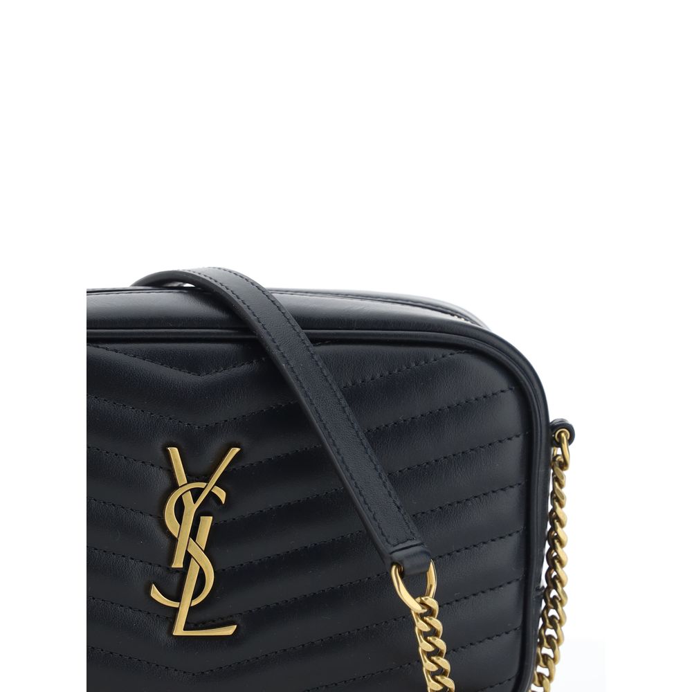 Black Calf Leather Bos Taurus Shoulder BagThe Lou leather Shoulder Bag by Saint Laurent is an elegant and versatile accessory, featuring an all-over quilted and padded design that enhances its sophisticated texture. The chain shoulder strap adds a glamoro