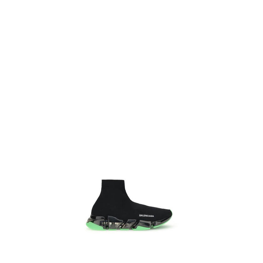 Black Polyester Athletic SneakersBalenciaga’s Speed Sneakers are a bold and contemporary take on the sneaker concept, with an innovative design that combines comfort and style. The fitted sock style ensures a perfect fit and a lightweight feel, while the