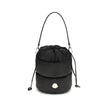Black Polyester Backet BagMoncler’s Caradoc Bucket Bag is made of water-repellent nylon, with an inner lining of the same material for extra protection. Padded with down, it offers a practical drawstring closure. The leather shoulder strap is adjustable a