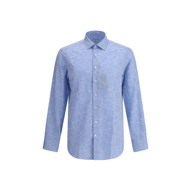 Light Blue Cotton Pattern ShirtCotton Roma Shirt by Etro featuring a classic collar, front button closure, adjustable button cuffs and iconic tone-on-tone paisley pattern. An elegant and refined garment for sophisticated style. Season: AW25 Fit: Regular C