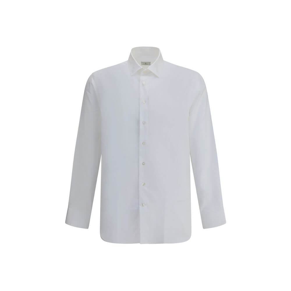 White Cotton Dress ShirtCotton Roma Shirt by Etro featuring a classic collar, front button closure, adjustable button cuffs and iconic tone-on-tone paisley pattern. An elegant and refined garment for sophisticated style. Season: AW25 Fit: Regular Composit