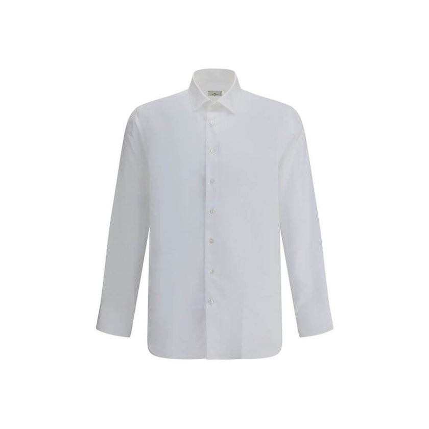 White Cotton Dress ShirtCotton Roma Shirt by Etro featuring a classic collar, front button closure, adjustable button cuffs and iconic tone-on-tone paisley pattern. An elegant and refined garment for sophisticated style. Season: AW25 Fit: Regular Composit