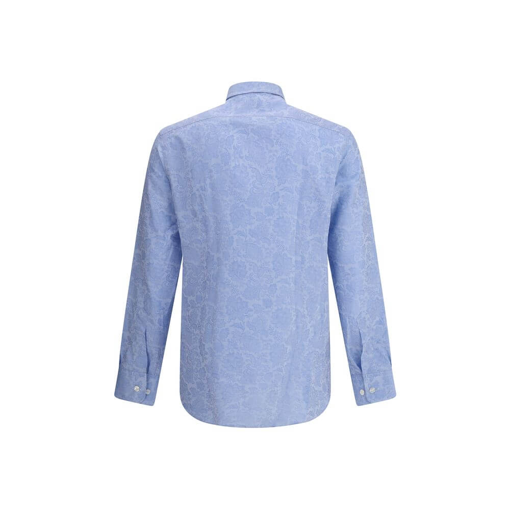 Light Blue Cotton Pattern ShirtCotton Roma Shirt by Etro featuring a classic collar, front button closure, adjustable button cuffs and iconic tone-on-tone paisley pattern. An elegant and refined garment for sophisticated style. Season: AW25 Fit: Regular C