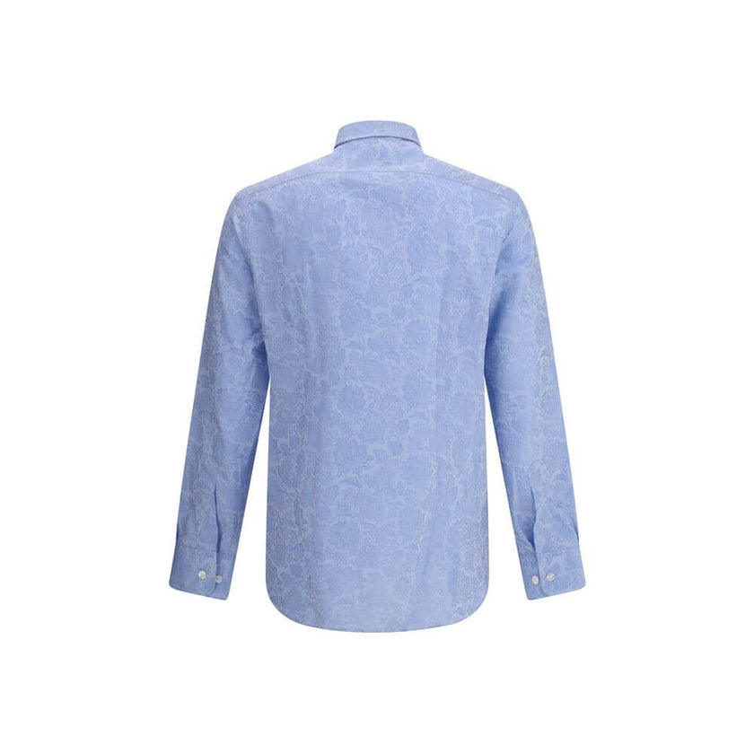 Light Blue Cotton Pattern ShirtCotton Roma Shirt by Etro featuring a classic collar, front button closure, adjustable button cuffs and iconic tone-on-tone paisley pattern. An elegant and refined garment for sophisticated style. Season: AW25 Fit: Regular C