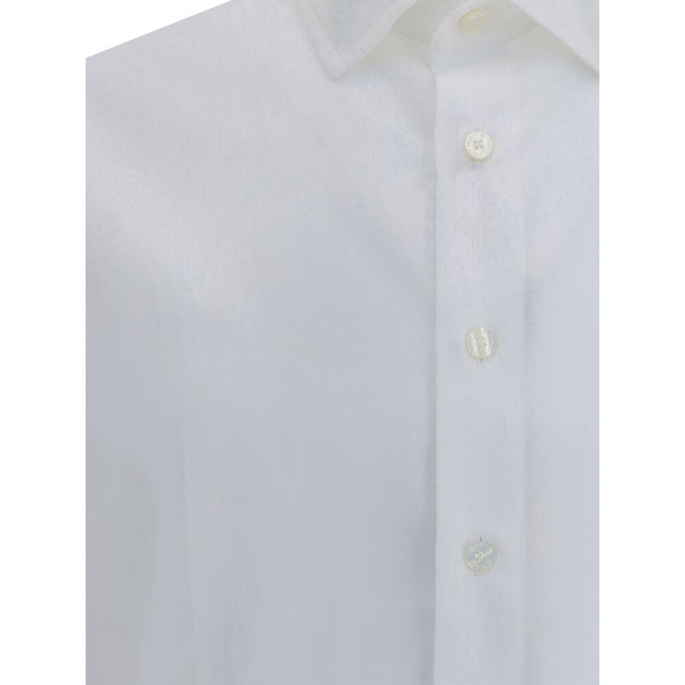 White Cotton Dress ShirtCotton Roma Shirt by Etro featuring a classic collar, front button closure, adjustable button cuffs and iconic tone-on-tone paisley pattern. An elegant and refined garment for sophisticated style. Season: AW25 Fit: Regular Composit