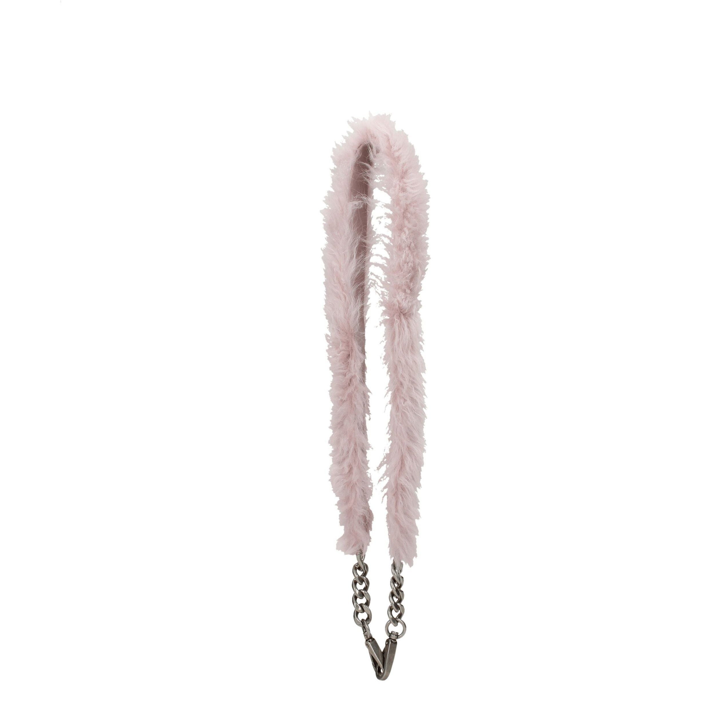 Pinke Leder-Umhängetasche mit Pelzdetail