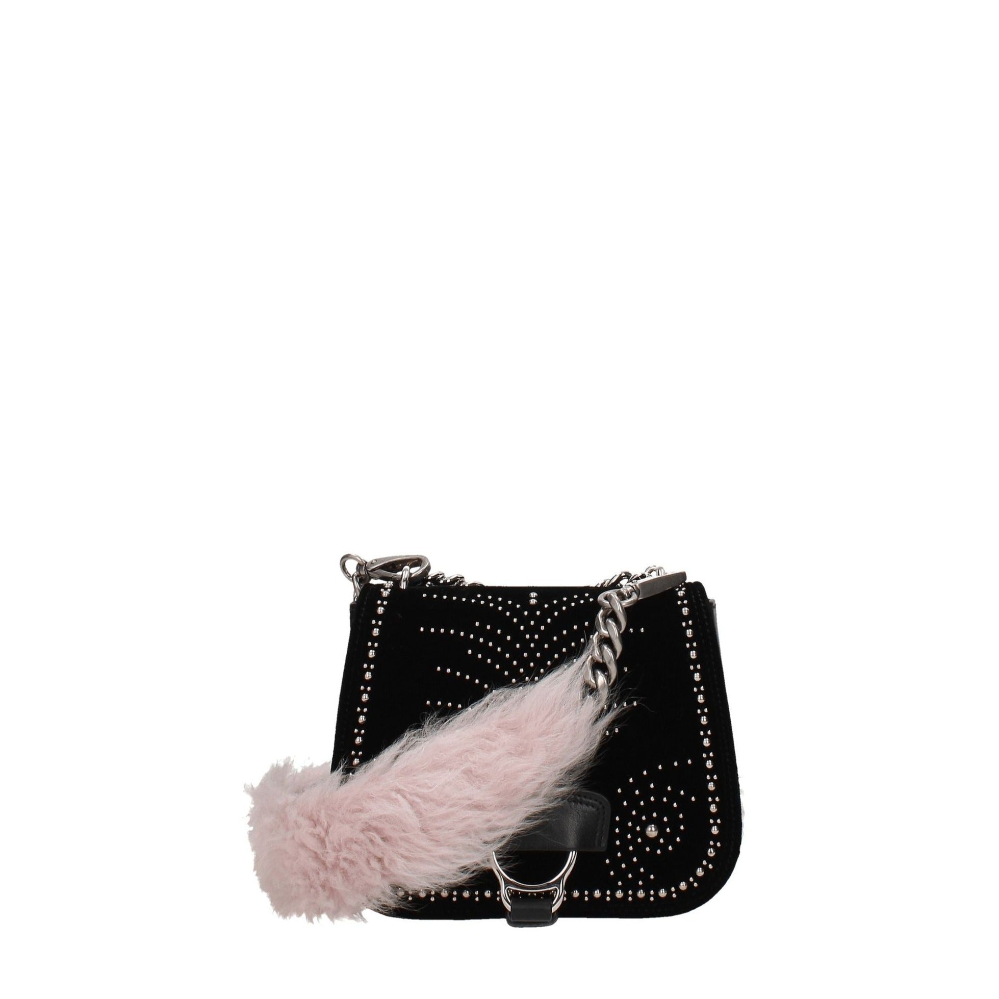 Pinke Leder-Umhängetasche mit Pelzdetail