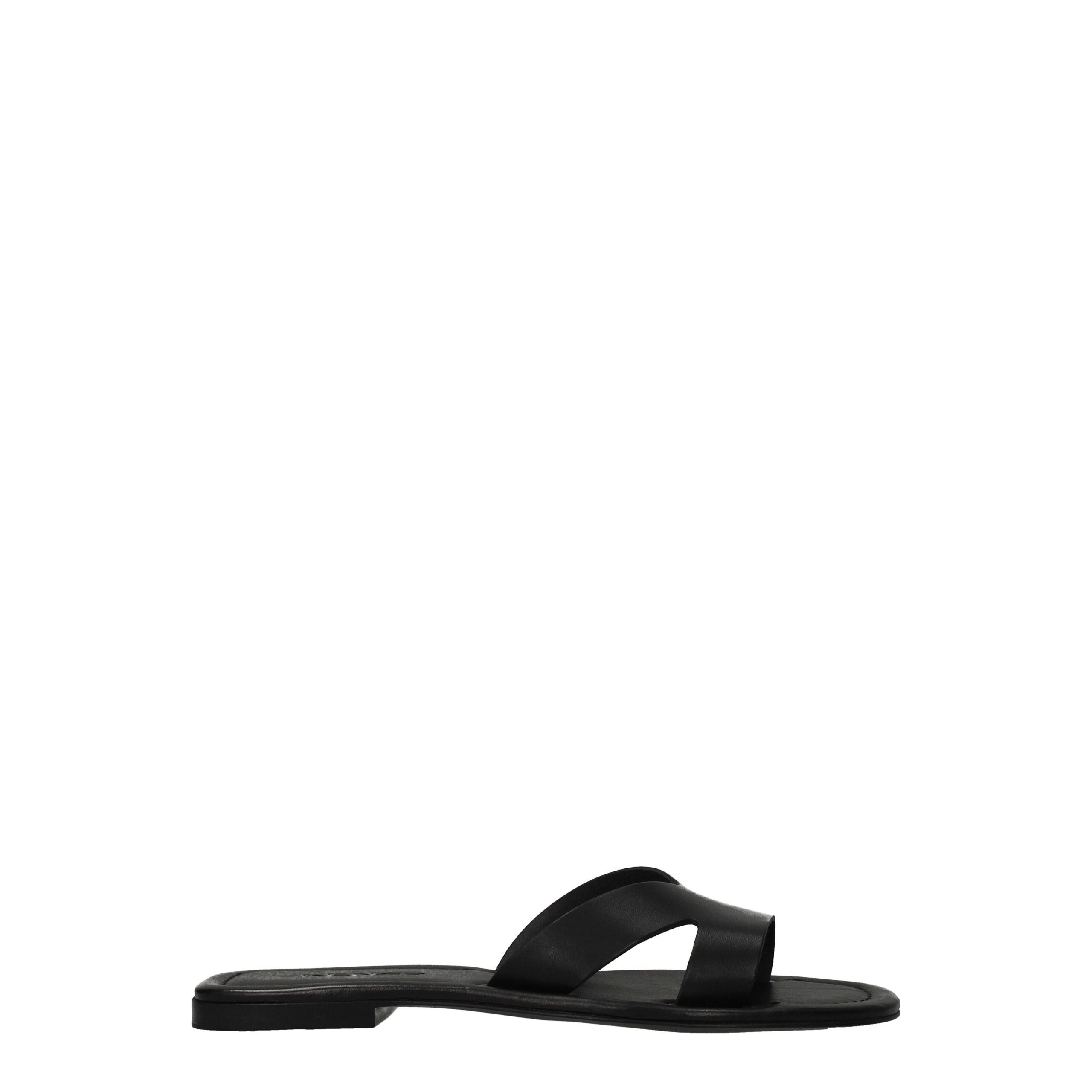 Black Leather SlippersDescription: The product with MPN FB52MU021L6599 and code F65450 leather in black is a slippers and clogs designed by Kenzo. Additional Info: Style: Casual Materials: Leather Shoe sole: Leather Shoe tip: Open toe Heel type: Low and f