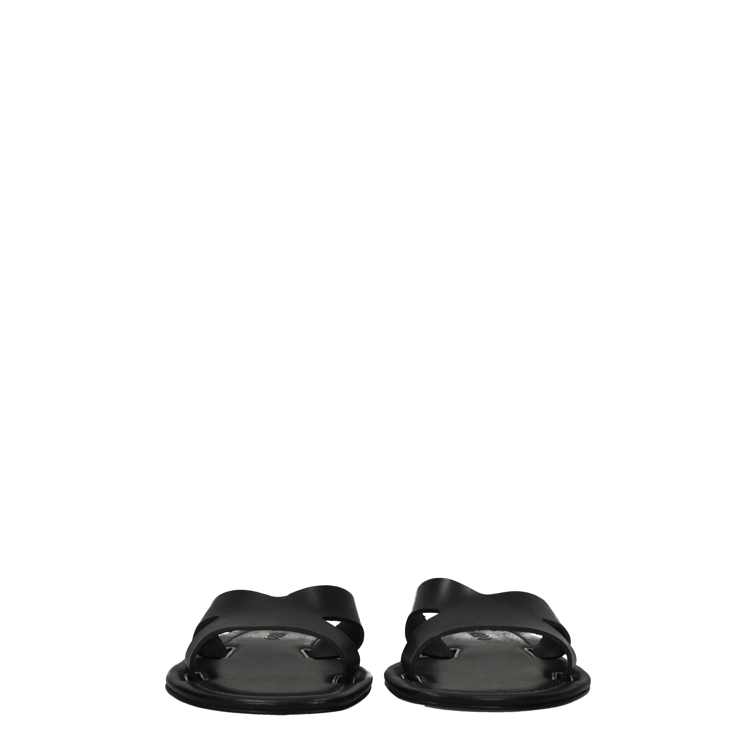 Black Leather SlippersDescription: The product with MPN FB52MU021L6599 and code F65450 leather in black is a slippers and clogs designed by Kenzo. Additional Info: Style: Casual Materials: Leather Shoe sole: Leather Shoe tip: Open toe Heel type: Low and f