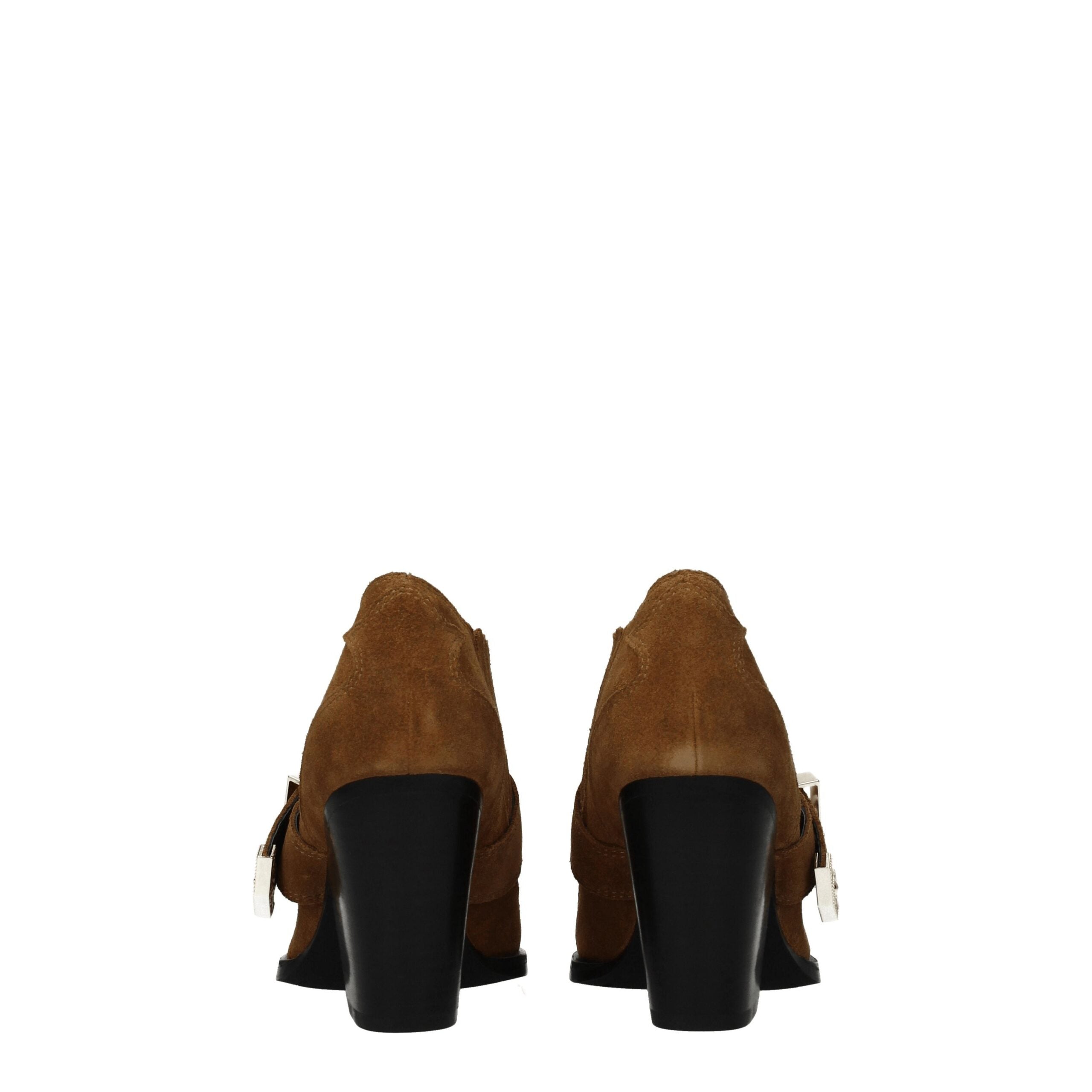 Brown Leather Ankle Boots with Vintage Logo Detail