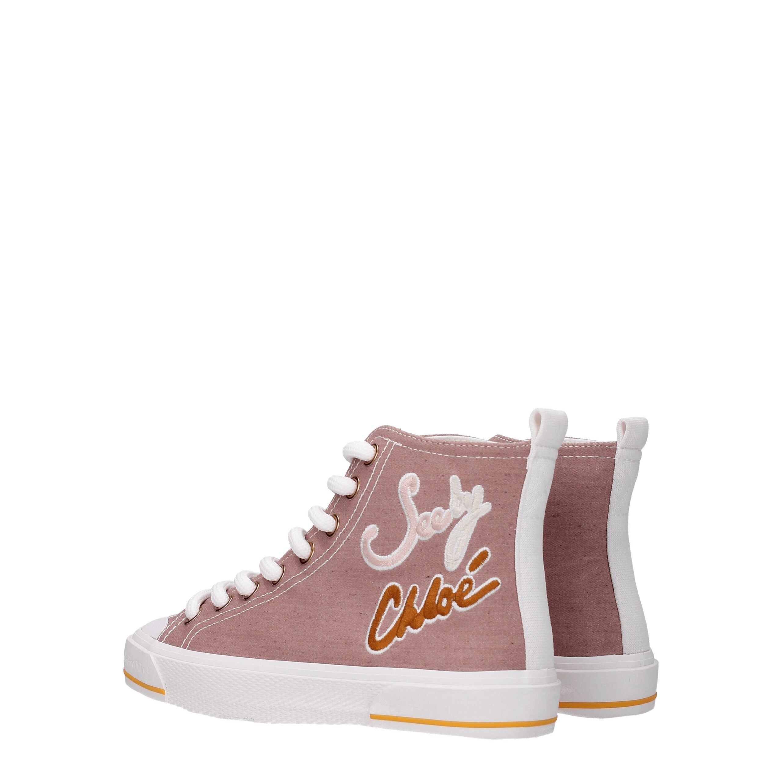 Pink Fabric High Top SneakersDescription: The product with MPN SB37112A000000348 and code F66366 fabric in pink is a sneakers designed by See by Chloé. It has features like side logo. Additional Info: Style: Casual Closing type: Lace up Closure Materials: