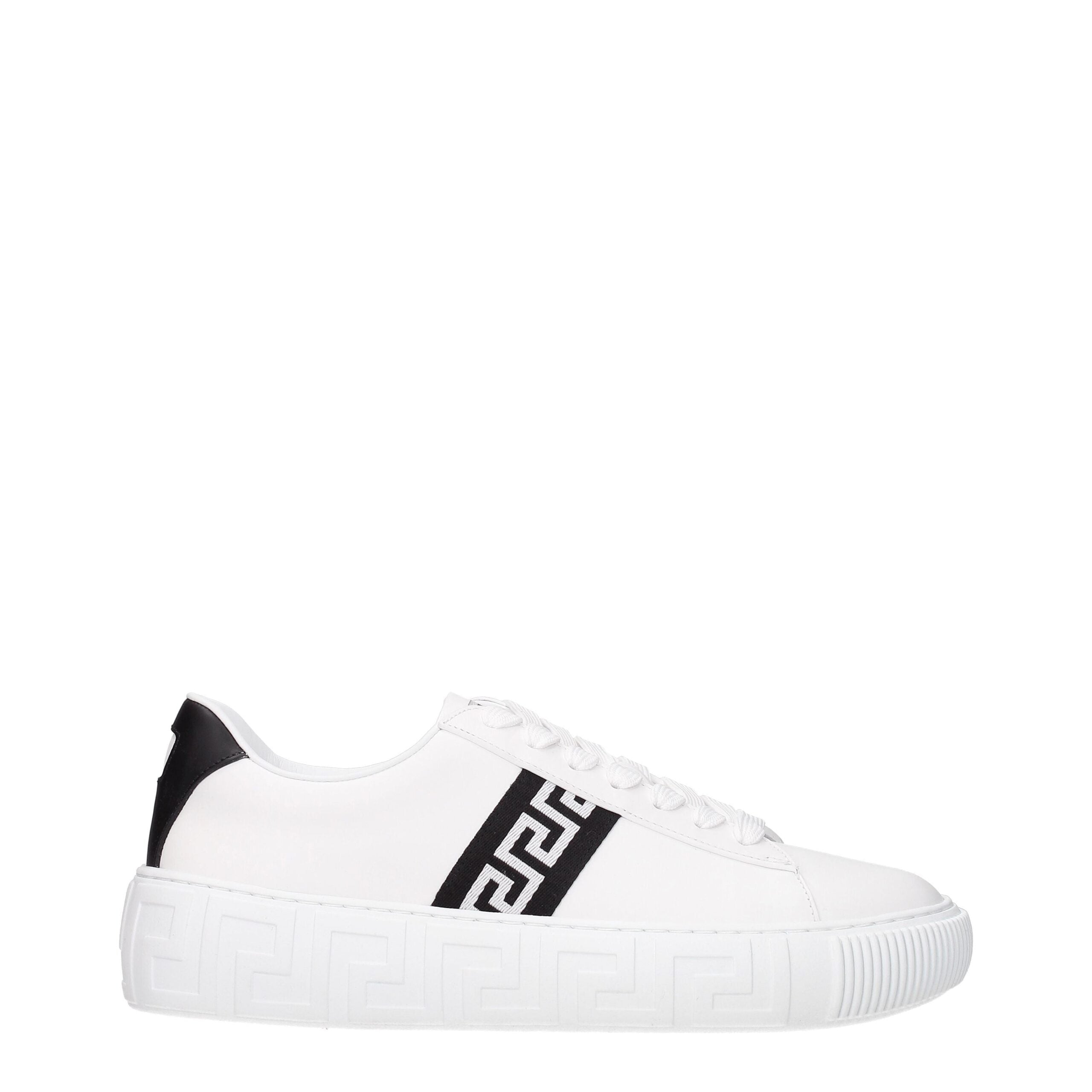 White Leather SneakersDescription: The product with MPN DSU84041A007752W020 and code F69426 leather in white is a sneakers designed by Versace. It has features like side detail, front logo. Additional Info: Style: Casual Closing type: Lace up Closure Mate