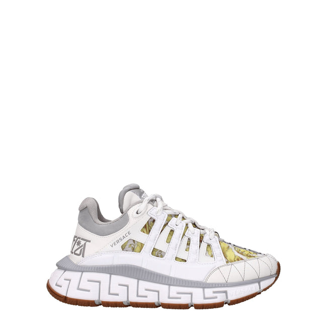 White Leather Athletic SneakersDescription: The product with MPN 1004182D16TCGD014H and code F69428 leather in white is a sneakers designed by Versace. It has features like front logo, side logo, back logo. Additional Info: Closing type: Lace up Closure M