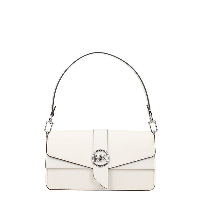 White Leather HandbagDescription: The product with MPN 30T2SGRL1LOPTICWHITE and code F70011 leather in white is a handbags designed by Michael Kors. It has features like front logo, removable handle, adjustable shoulder, removable shoulder. Additional Inf