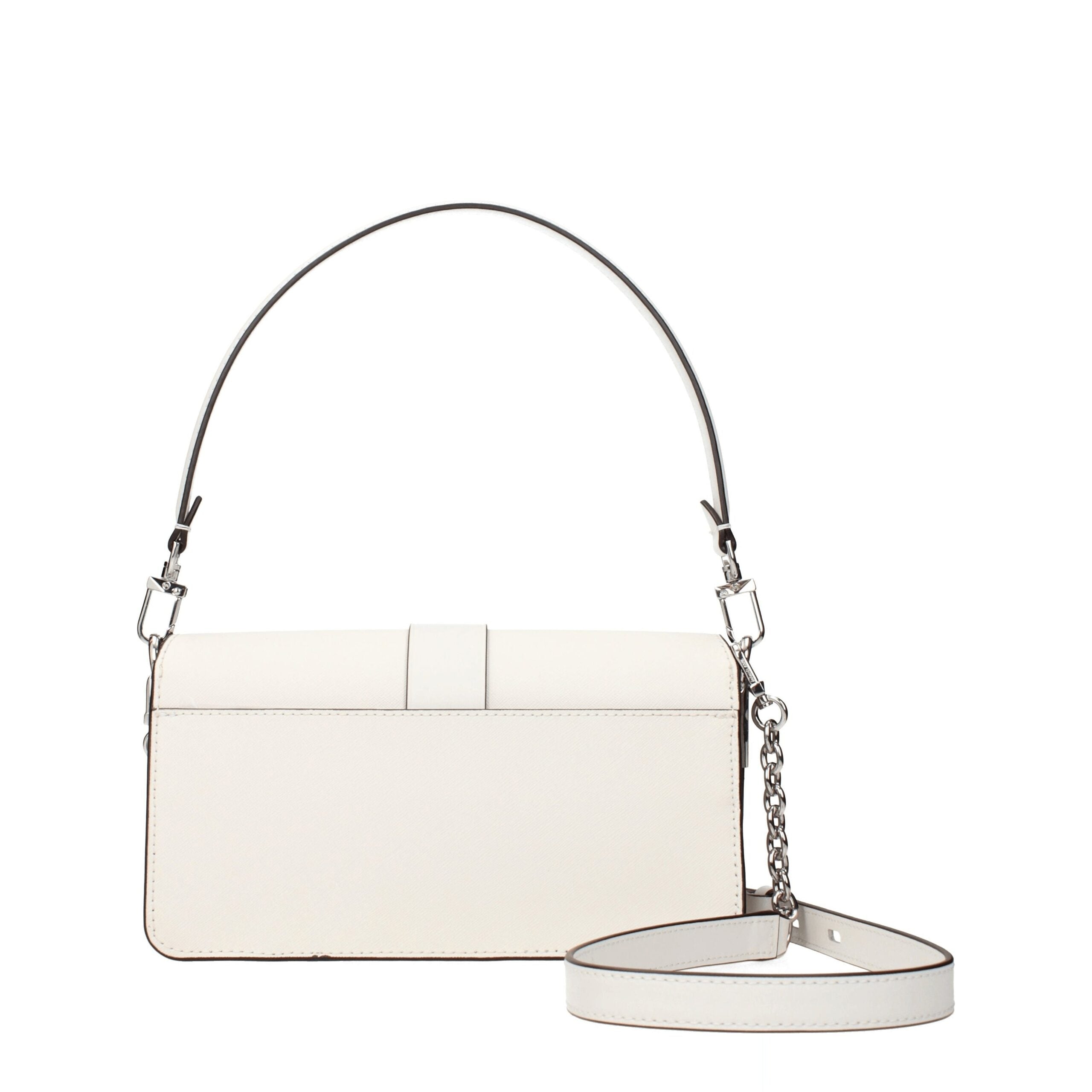 White Leather Handbag with Removable Shoulder Strap