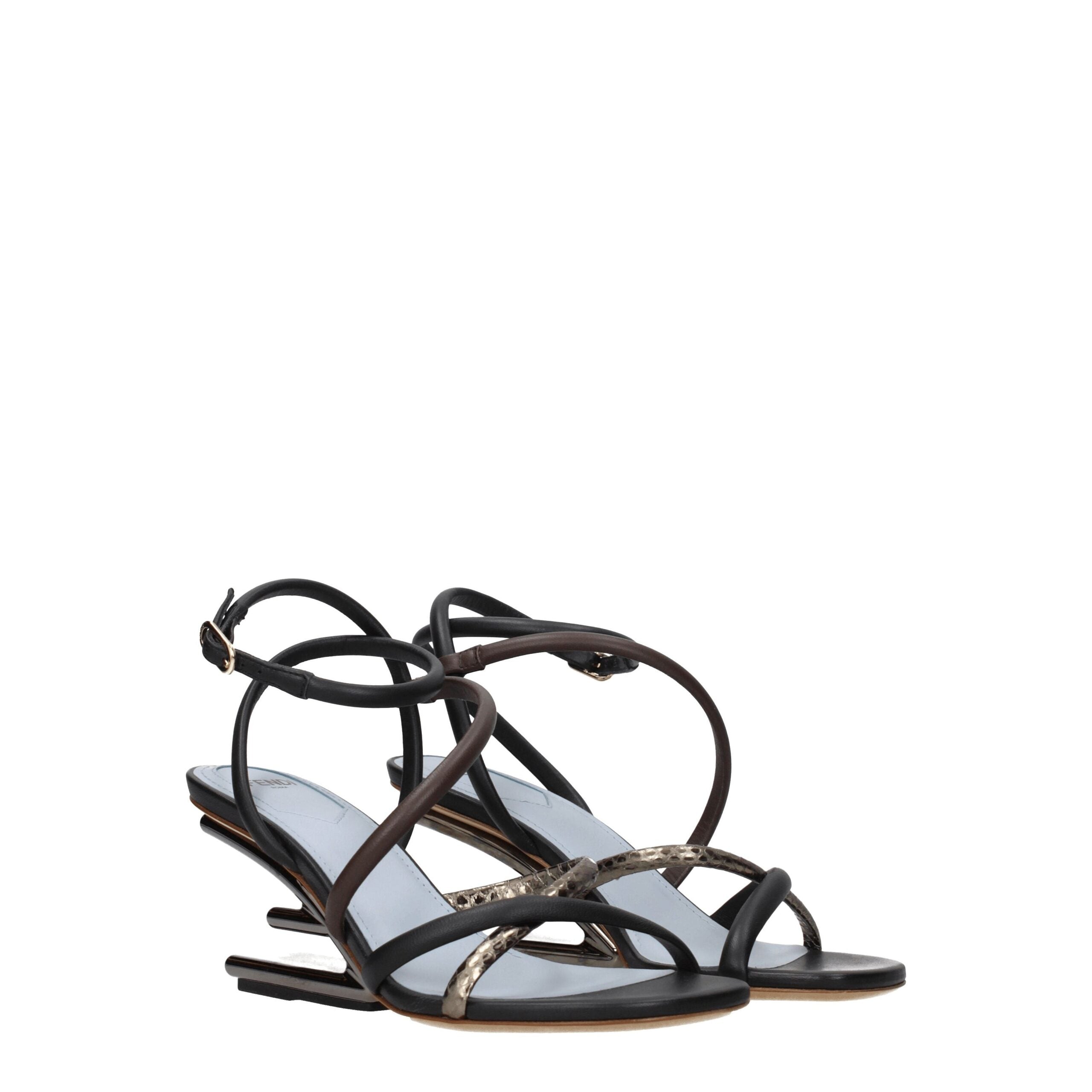 Sandales plates en cuir multicolore