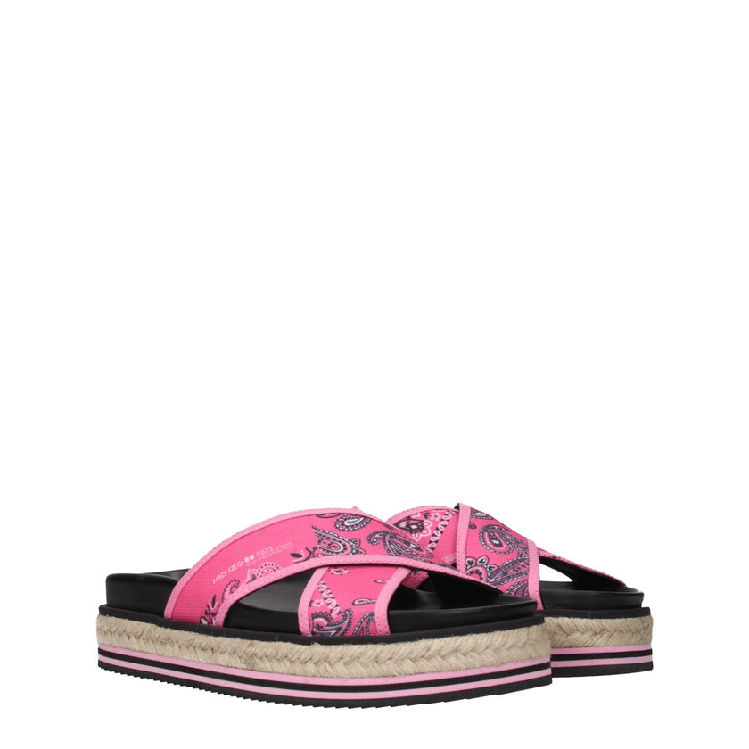 Pink Fabric SlippersDescription: The product with MPN FC52ES194F7427 and code F70128 fabric in fuchsia is a slippers and clogs designed by Kenzo. It has features like side logo. Additional Info: Style: Casual Materials: Fabric Shoe sole: Rubber Heel heigh