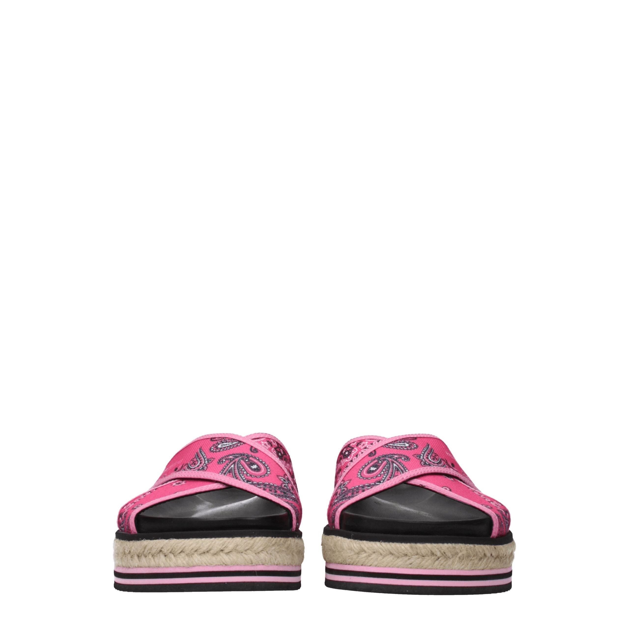 Pink Fabric SlippersDescription: The product with MPN FC52ES194F7427 and code F70128 fabric in fuchsia is a slippers and clogs designed by Kenzo. It has features like side logo. Additional Info: Style: Casual Materials: Fabric Shoe sole: Rubber Heel heigh