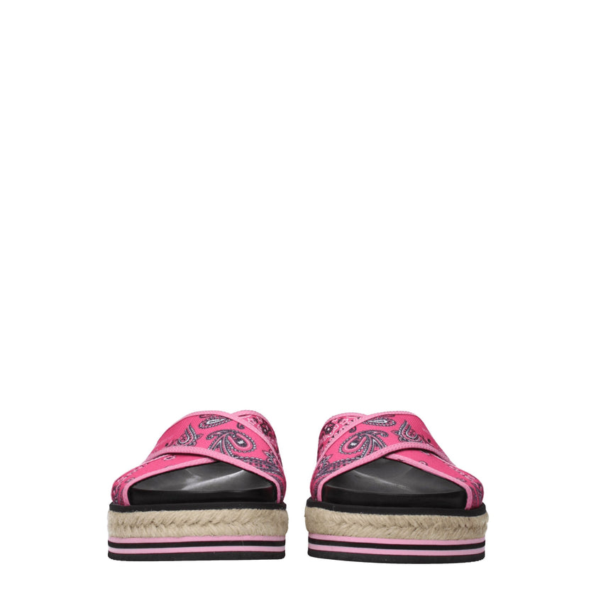 Pink Fabric SlippersDescription: The product with MPN FC52ES194F7427 and code F70128 fabric in fuchsia is a slippers and clogs designed by Kenzo. It has features like side logo. Additional Info: Style: Casual Materials: Fabric Shoe sole: Rubber Heel heigh