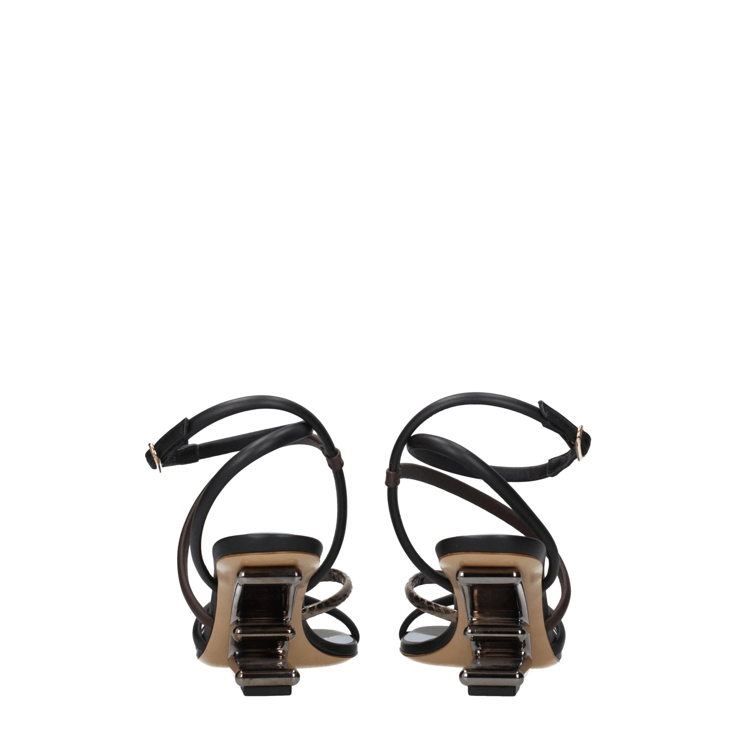 Multicolor Leather Sandals with Buckle Closure