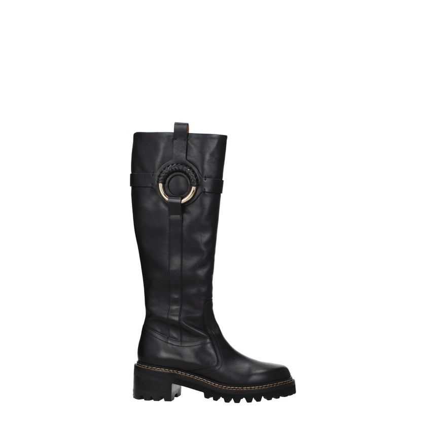 Black Leather Over The KneeDescription: The product with MPN SB39063A999 and code F72588 leather in black is a boots designed by See by Chloé. It has features like aged effect. Additional Info: Style: Casual Closing type: Zip Closure Materials: Leather Sh