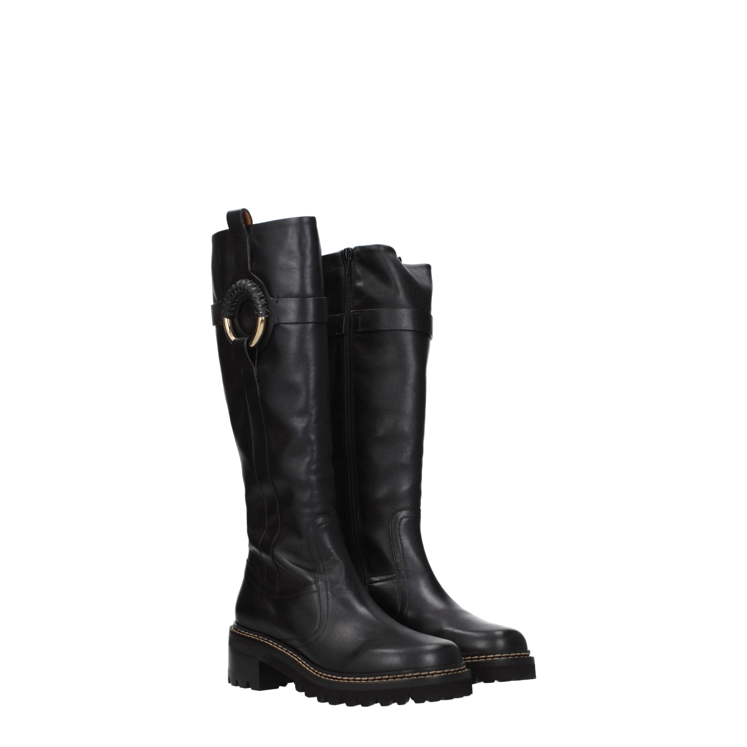 Black Leather Over The KneeDescription: The product with MPN SB39063A999 and code F72588 leather in black is a boots designed by See by Chloé. It has features like aged effect. Additional Info: Style: Casual Closing type: Zip Closure Materials: Leather Sh