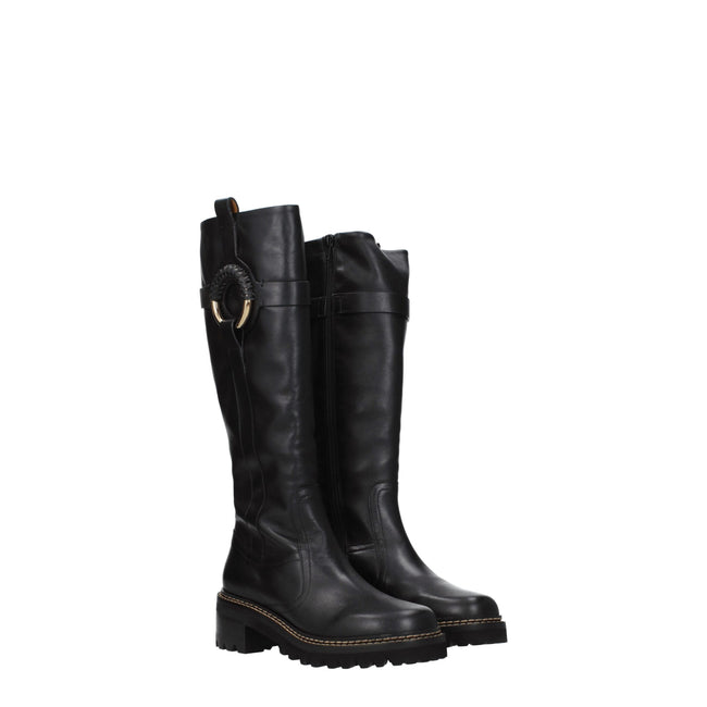 Black Leather Over The KneeDescription: The product with MPN SB39063A999 and code F72588 leather in black is a boots designed by See by Chloé. It has features like aged effect. Additional Info: Style: Casual Closing type: Zip Closure Materials: Leather Sh